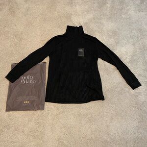 Polo Mano “Demetro” black rubbed turtleneck sweater. Mens Large. NWT. Thin silky